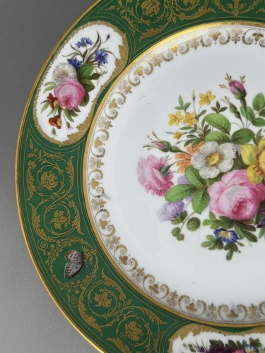 Sèvres Green-Ground Plate with Floral and Butterfly Decoration - 