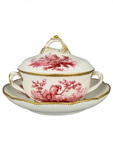 Sèvres soft-paste porcelain écuelle decorated by Jean-Louis Morin
