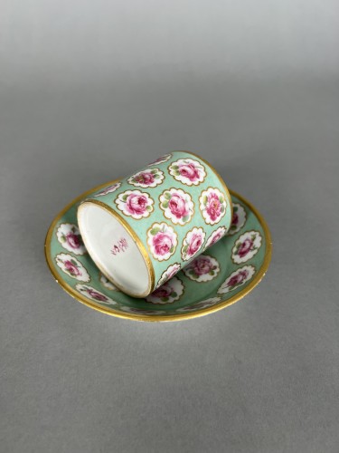18th century - A Sèvres Hard-Paste Porcelain Cup and Saucer with Rose Garland Decoration