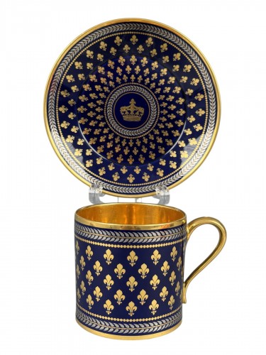 Royal Cup and Saucer in Sèvres Porcelain, First Grand Size
