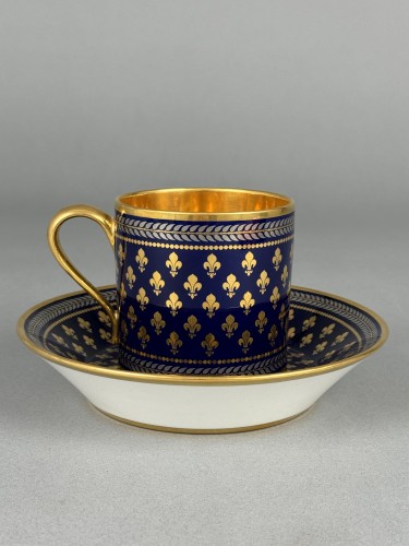 Porcelain & Faience  - Royal Cup and Saucer in Sèvres Porcelain, First Grand Size