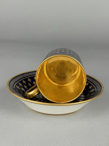 Restauration - Charles X - Royal Cup and Saucer in Sèvres Porcelain, First Grand Size