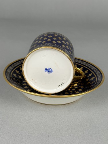 Antiquités - Royal Cup and Saucer in Sèvres Porcelain, First Grand Size