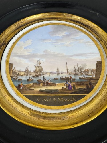 Sèvres porcelain painting: &quot;Le Port de Marseille&quot; - 