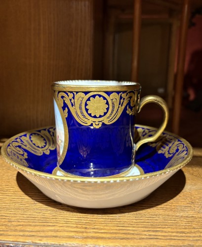 Porcelain & Faience  - Sèvres soft-paste porcelain cup and saucer with harbor scene, Morin 1778
