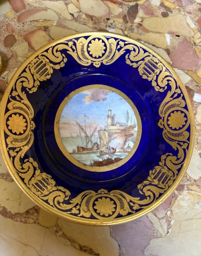  - Sèvres soft-paste porcelain cup and saucer with harbor scene, Morin 1778