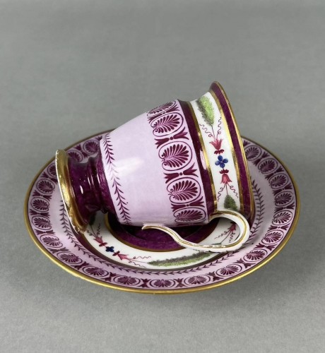 Sèvres Porphyry Ground Cup and Saucer - Porcelain & Faience Style 