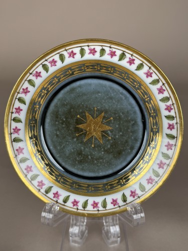 19th century - Sèvres Tortoiseshell-Glazed Two-Handled Cup and Saucer