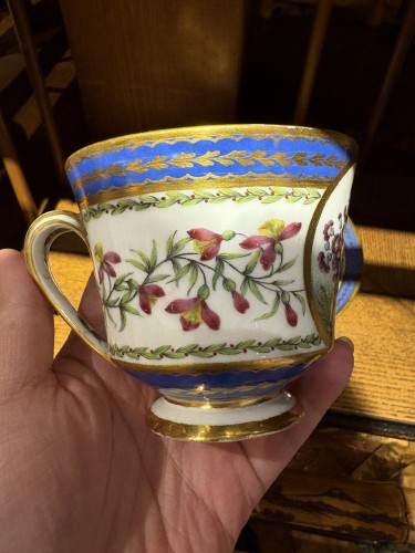 18th century - Sèvres soft-paste porcelain cup and saucer with floral decoration