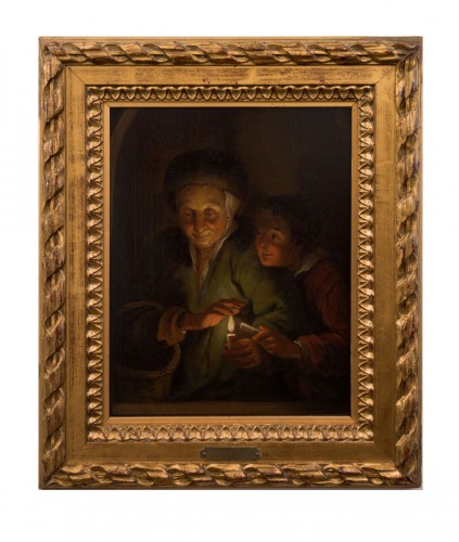 Old Woman and Boy with Candles, Follower of Godfried Schalcken