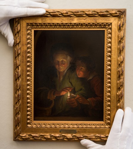 Vieille femme et garçon aux bougies - Tableaux et dessins Style 