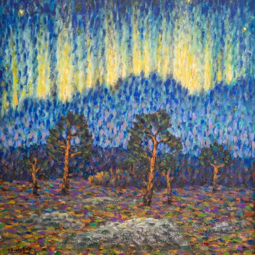 Helmer Hertzhoff (1873-1958) - Aurora Borealis (Norrsken)  - Paintings & Drawings Style 