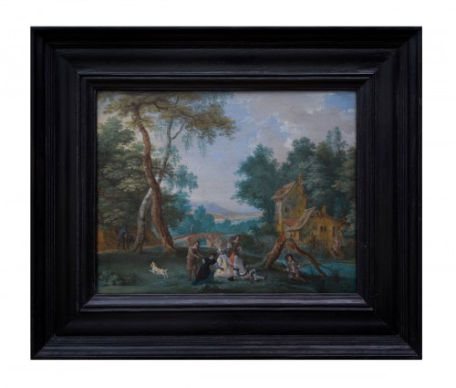  Paysage boisé avec une compagnie élégante, attribué à Pieter Gysels (1621-1690/91)