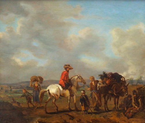 XVIIe siècle - Paysage animé - École néerlandaise du 17e siècle Cercle de Philips Wouwerman (1619-1668)