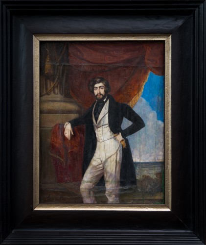 Portrait d'un gentilhomme, grande miniature sur ivoire - Daniel Saint (1778-1847) - Tableaux et dessins Style 