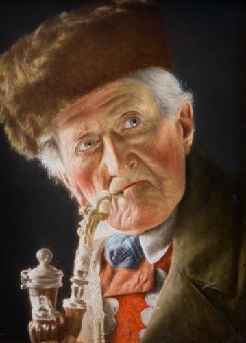 Le fumeur de Pipe - Carl Heuser (1827-1892) - Tableaux et dessins Style 