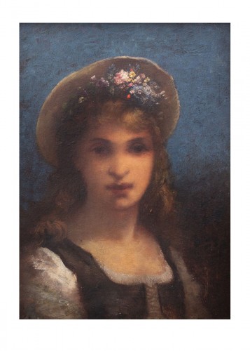 Léon Richet (1847-1907) - Girl With Flowered Hat 