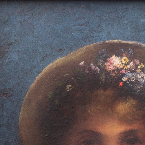 Léon Richet (1847-1907) - Girl With Flowered Hat  - 