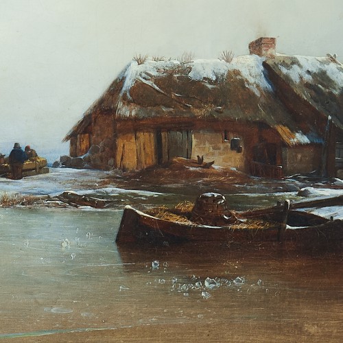 Per Wickenberg ( 1812-1846)  - Paysage d'hiver, enfants jouant sur la glace - ClassicArtworks Stockholm