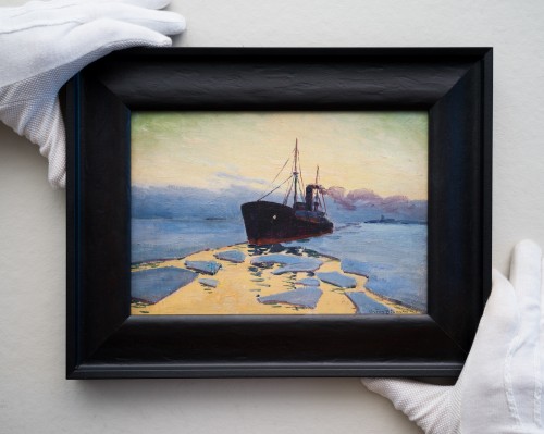 Artur Bianchini (1869-1955) - Navire dans la glace, vers 1910-1912 - Tableaux et dessins Style 