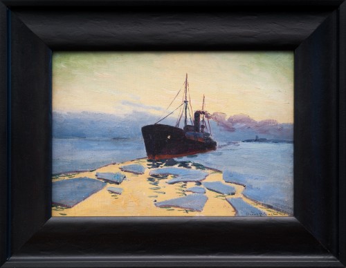 Tableaux et dessins Tableaux du XXe siècle - Artur Bianchini (1869-1955) - Navire dans la glace, vers 1910-1912