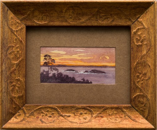 Fanny Hjelm (1858-1944) - Paysage miniature au coucher du soleil
