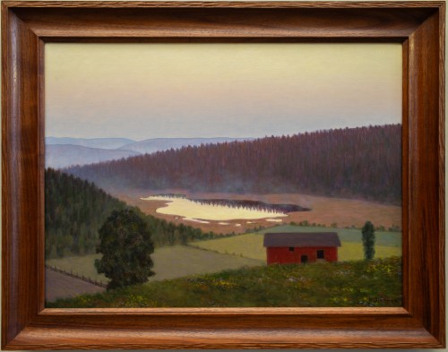 Paysage avec une grange rougeb - Hilding Werner (1880-1944) 