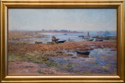 Alfred Wahlberg (1834-1906) - Harbor Scene at Saint Guénolé, Brittany