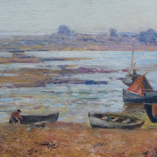 Alfred Wahlberg (1834-1906) - Scène du port à Saint Guénolé, Bretagne, 1899 - Tableaux et dessins Style 