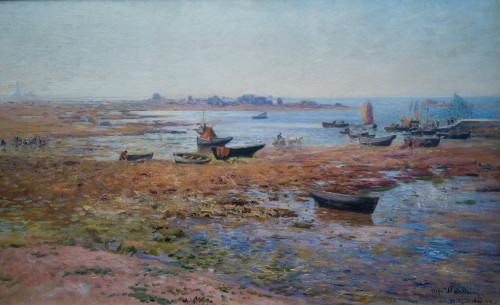 Alfred Wahlberg (1834-1906) - Harbor Scene at Saint Guénolé, Brittany - 