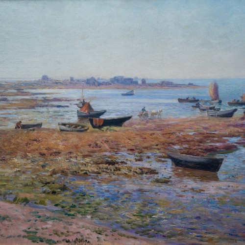 Alfred Wahlberg (1834-1906) - Harbor Scene at Saint Guénolé, Brittany - 