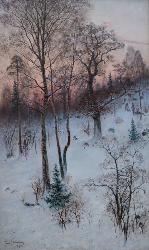 Tableaux et dessins  - Carl Johansson (1863-1944) - Paysage d'Hiver de Björksätra (Björksättra), 1887