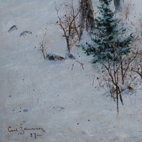 XIXe siècle - Carl Johansson (1863-1944) - Paysage d'Hiver de Björksätra (Björksättra), 1887
