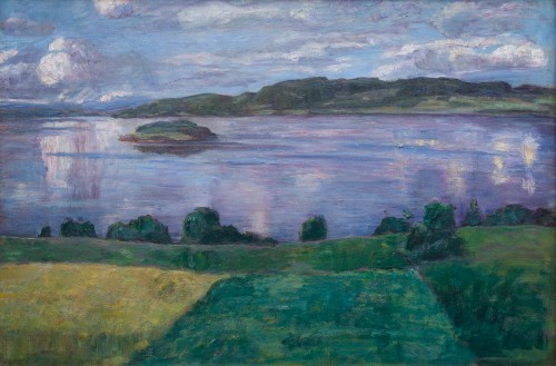 Alfred Ekstam (1878-1935)  - Vue sur le lac Mangen, vers 1925 - Tableaux et dessins Style 