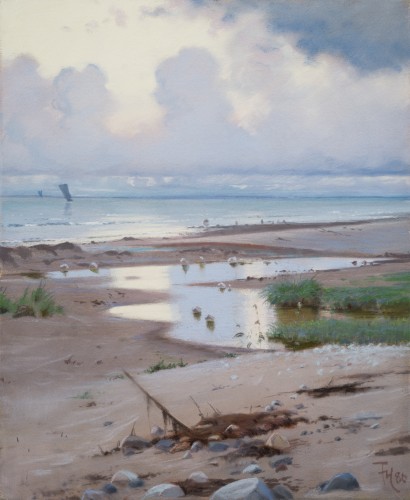 Frants Henningsen (1850-1908) - A Summer&#039;s Day on Hornbæk Beach, 1886 - Paintings & Drawings Style 