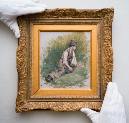 Paintings & Drawings  - Ingeborg Westfelt-Eggertz (1855-1936)  - Lost in Thoughts, St.Nazair (Bretagne)