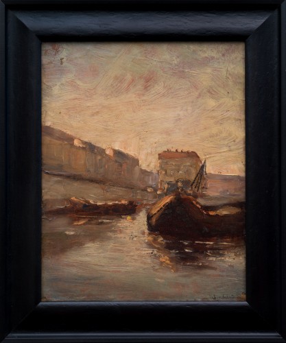 Rikard Lindström (1882-1943) - Scène de canal, Paris?