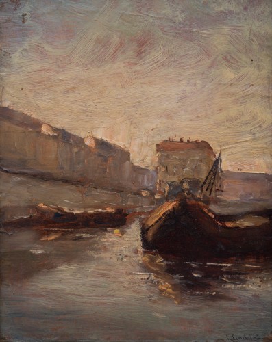 Rikard Lindström (1882-1943) Sweden  Canal Scene, Paris? - Paintings & Drawings Style 