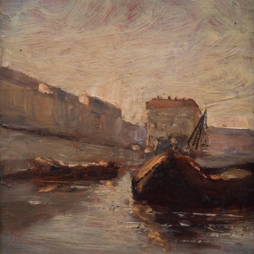 Paintings & Drawings  - Rikard Lindström (1882-1943) Sweden  Canal Scene, Paris?