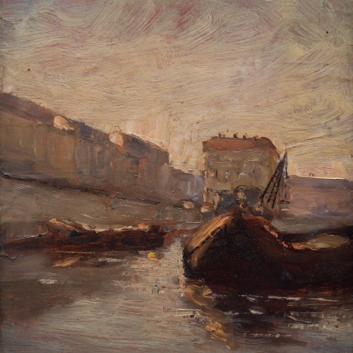 Tableaux et dessins  - Rikard Lindström (1882-1943) - Scène de canal, Paris?