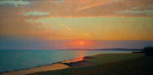 Tableaux et dessins  - Pelle Malmborg (1869-1953) - Skälderviken au Coucher du Soleil, 1916