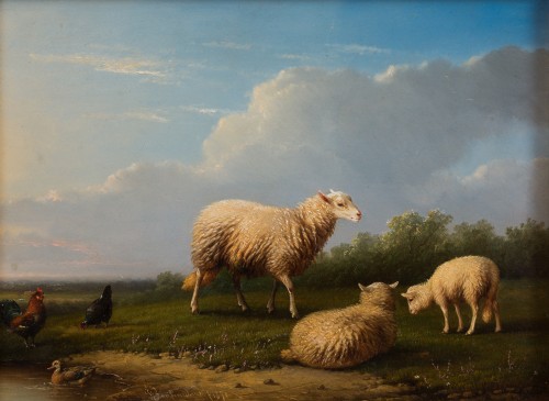 Paintings & Drawings  - Frans (Frantz) van Severdonck - The Quiet Life Among Sheep and Birds