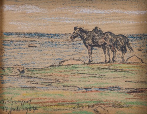 Nils Kreuger (1858-1930) - Two Horses by the Shore, 1904 - 