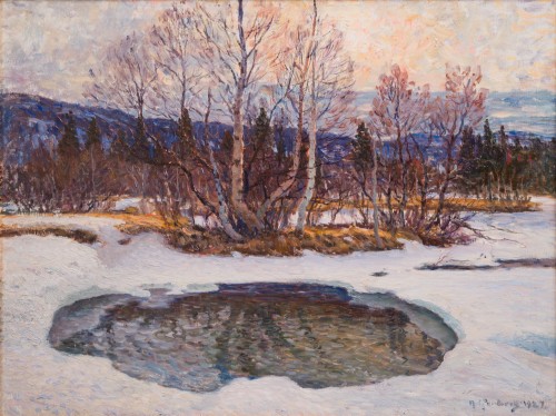 Anton Genberg (1862 - 1939) - L'Étang en Hiver, 1927 - Tableaux et dessins Style 