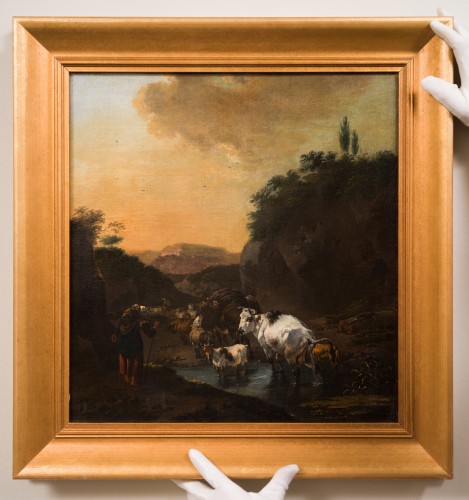 Jan Frans Soolmaker (1635?1685) - Berger avec des Moutons, des Vaches et une Chèvre dans un Paysa - ClassicArtworks Stockholm