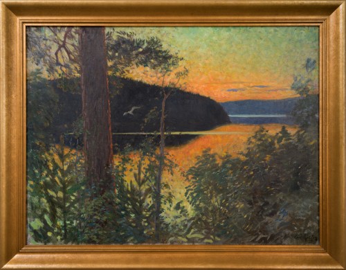 Carl Kjellin (1862-1939) - Sunset Over the Lake, 1919