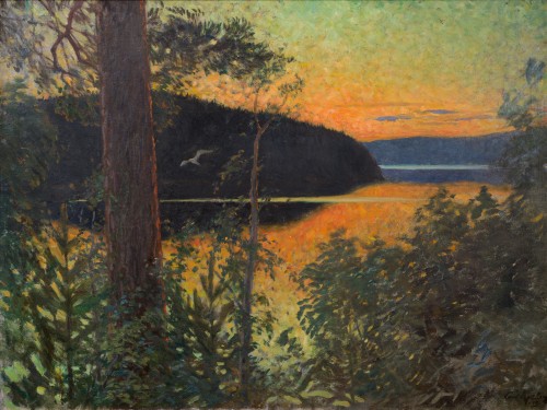 Carl Kjellin (1862-1939) - Sunset Over the Lake, 1919 - Paintings & Drawings Style 