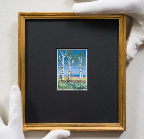 Tableaux et dessins Dessin, Aquarelle & Pastel - Oskar Bergman (1879-1963) - Paysage de plaines