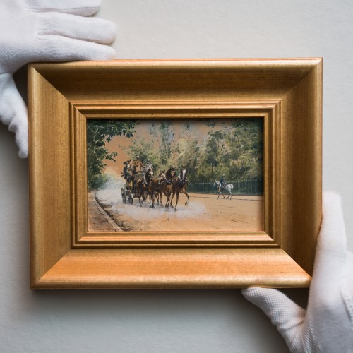 Anna Palm de Rosa (1859-1924) - Diligence et chevaux à toute vitesse - Tableaux et dessins Style 