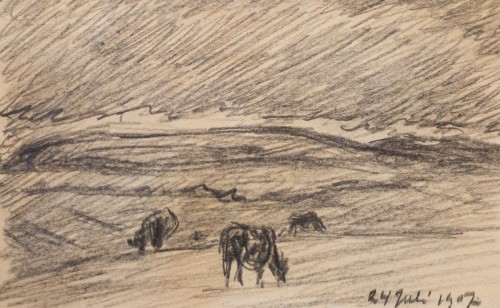 Nils Kreuger (1858-1930) - Vaches paissant dans un pré, 1907 - Tableaux et dessins Style 